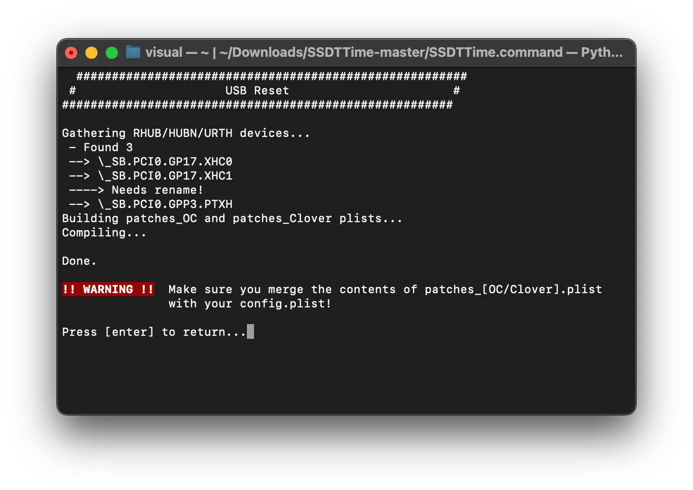 SSDTTime USB Reset Result